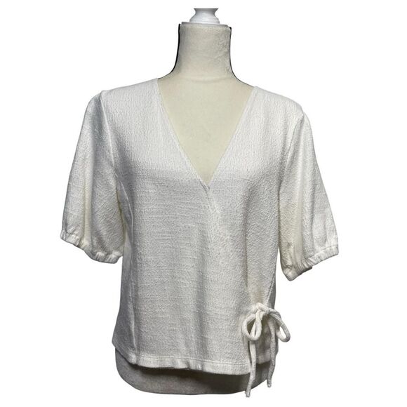 Madewell Texture & Thread White Wrap Tie Top Size Medium - Picture 11 of 11
